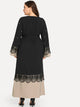 Plus Pearl Beaded Contrast Lace Dress