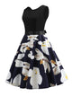 Ribbon Tie Floral Print Flared Combo Dress