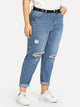 SHEIN Plus Ripped Rolled Up Hem Jeans