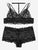 Plus Floral Lace Lingerie Set With Thong