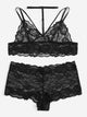 Plus Floral Lace Lingerie Set With Thong