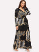 Plus Flower Print Wrap Maxi Dress