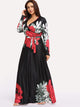 Plus Flower Print Wrap Maxi Dress