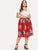 SHEIN Plus Box Pleated Floral Skirt