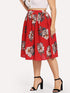 SHEIN Plus Box Pleated Floral Skirt