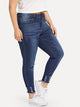SHEIN Plus Ripped Detail Raw Hem Jeans