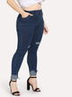 Plus Knee Rips Raw Hem Jeans