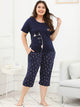 Plus Cat Print Tee & Pants PJ Set