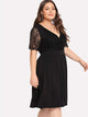 Plus Contrast Lace V Neck Dress