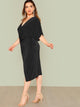  Plus Twist Front Slit Batwing Dress