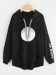 Plus Letter Print Hooded Sweatshirt