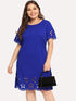 Plus Laser Cut Scallop Edge Tunic Dress