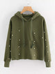 Plus Pearl Beaded Hooded Sweatshirt