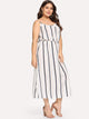 Plus Cold Shoulder Striped Dress