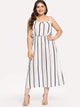 Plus Cold Shoulder Striped Dress