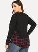 Plus 2 In 1 Plaid Hem Sweatshirt