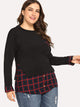 Plus 2 In 1 Plaid Hem Sweatshirt