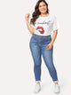 SHEIN Plus Bleach Wash Skinny Jeans