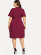 Plus Curved Hem Surplice Wrap Dress