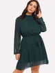 Plus Self Tie Waist Solid Dress