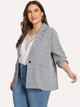 Plus Pocket Decoration Plaid Blazer