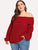 Plus Off Shoulder Fold Over Slim Fitted Jumper