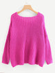 Neon Pink Plus Solid V Neck Sweater