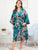 Plus Peacock & Floral Print Self Belted Robe