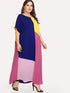  Plus Color-block Batwing Sleeve Maxi Dress