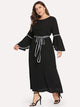 Plus Frill Trim Belted Dress