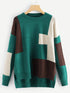 Plus Color Block Asymmetric Hem Jumper