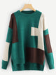 Plus Color Block Asymmetric Hem Jumper