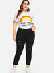 SHEIN Plus Ripped Detail Jeans