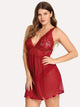 Plus Contrast Lace Split Dress With Thong