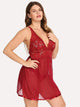 Plus Contrast Lace Split Dress With Thong