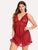 Plus Contrast Lace Split Dress With Thong