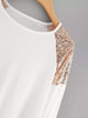 Plus Contrast Sequin Asymmetrical Tee