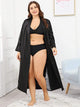 Plus Lace Insert Self Belted Longline Robe