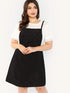  Plus Bib Pocket Patched Corduroy Dress