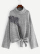 Plus Turtle Neck Applique Detail Knot Sweater