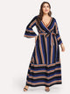 Plus Belted Striped Dress