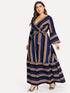 Plus Belted Striped Dress