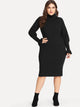 Plus Solid High-Neck Knit Dress