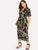 Plus Ruffle Sleeve Surplice Wrap Tropical Dress