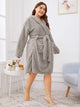 Plus Cartoon Self Belted Hooded Robe