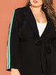 Plus Contrast Tape Side Tie Waist Blazer