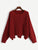 Plus Drop Shoulder Pompom Hem Sweater