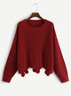 Plus Drop Shoulder Pompom Hem Sweater