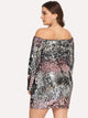 Plus Slim Fitted Bardot Sequin Dress