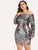 Plus Slim Fitted Bardot Sequin Dress